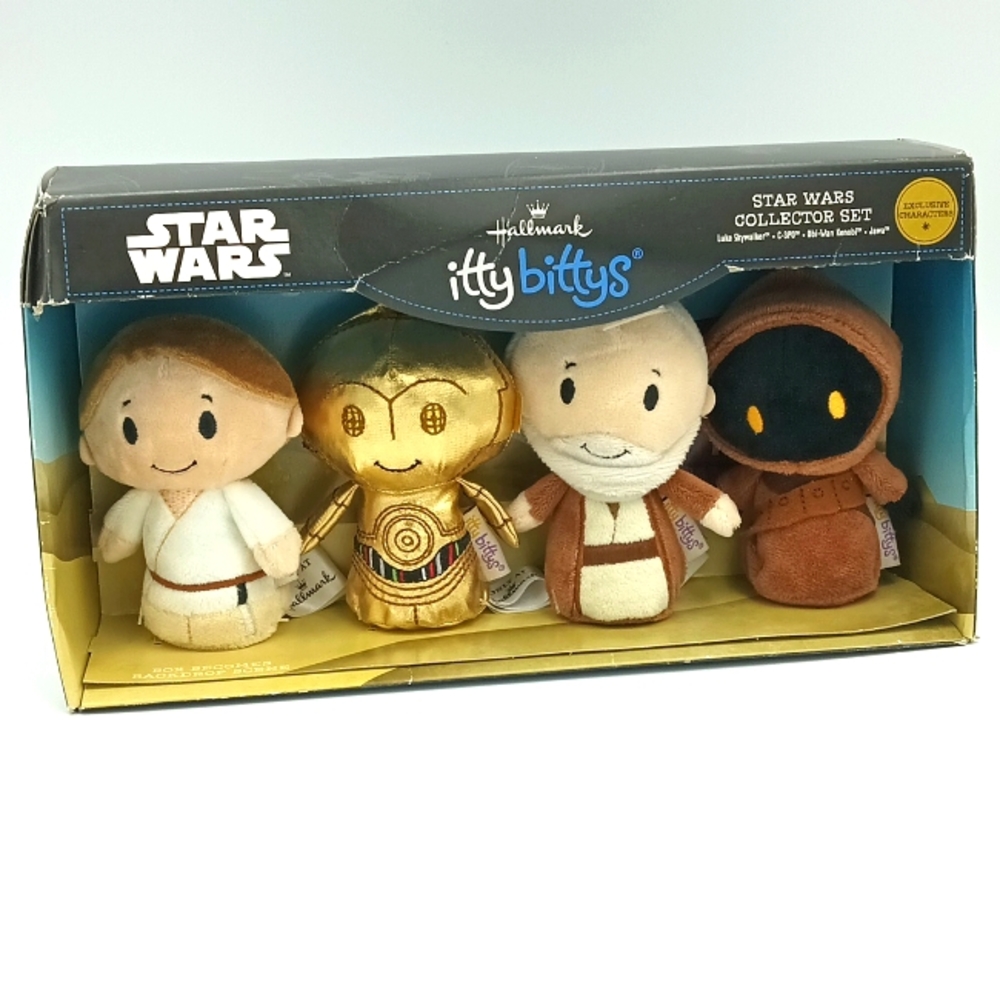 Star Wars Itty Bittys Plush Collector Set Hallmark Luke C-3PO Obi-Wan Jawa NEW